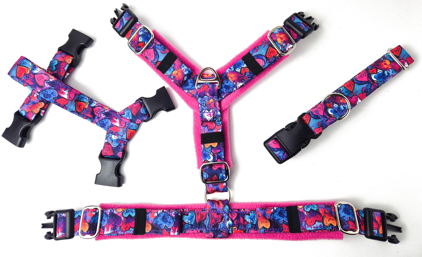 Graffiti Hearts Dog Harness
