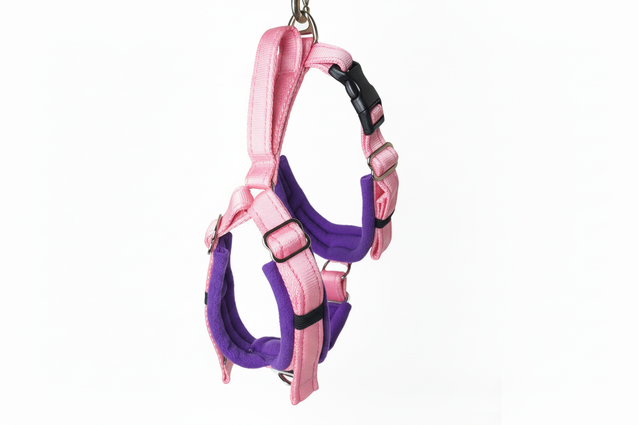 Baby pink and purple harness