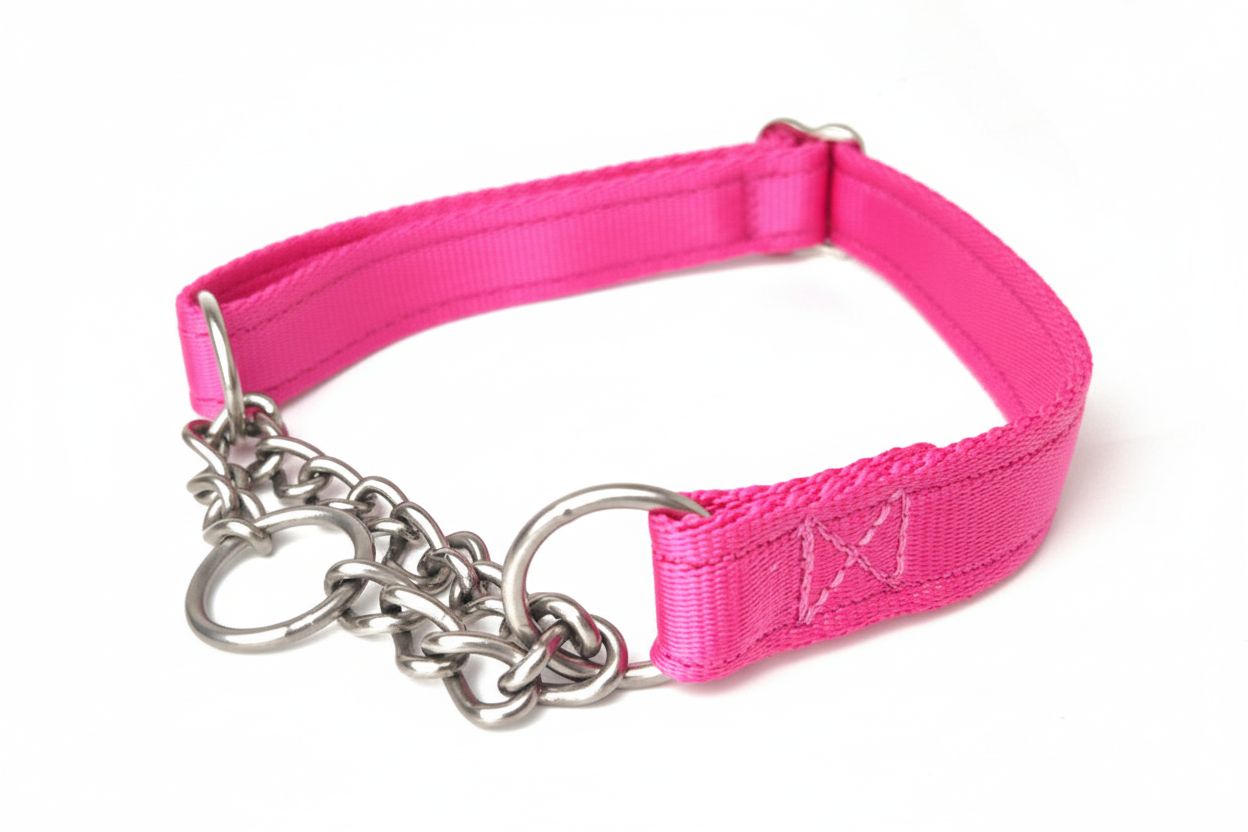 Hot pink half check collar