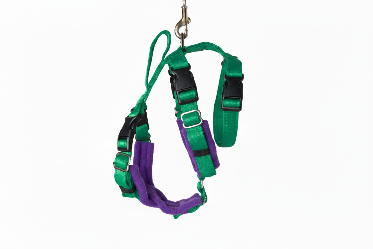 Emerald Green Escape Proof Adjustable Houdini Harness - Fleece Lined