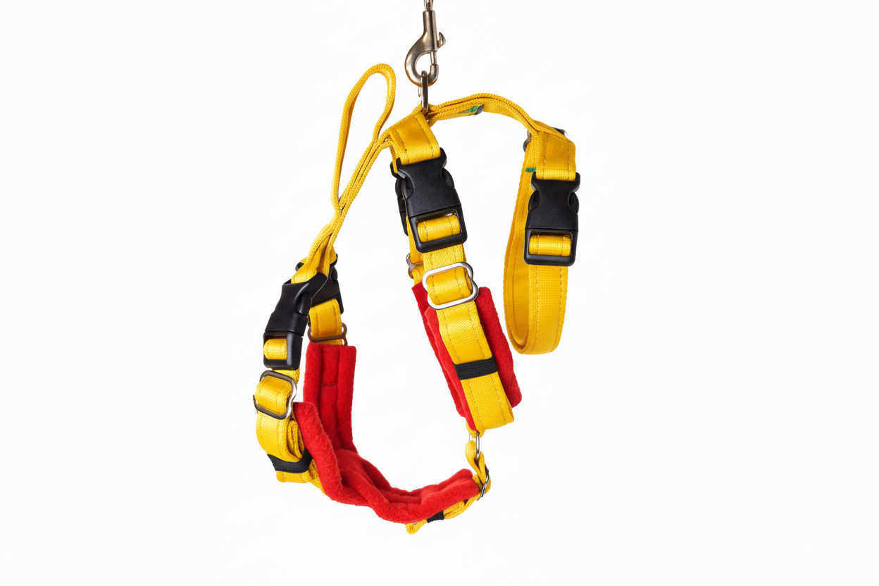 Yellow Escape Proof Adjustable Houdini Harness - Fleece Lined