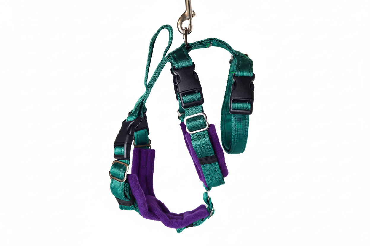 Forest Green Escape Proof Adjustable Houdini Harness - Fleece Lined