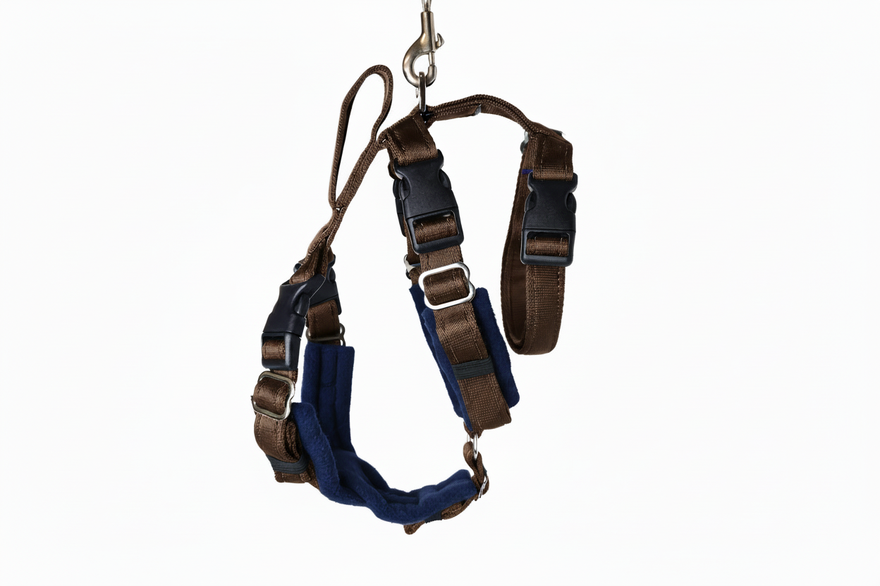 Brown Escape Proof Adjustable Houdini Harness - Fleece Lined