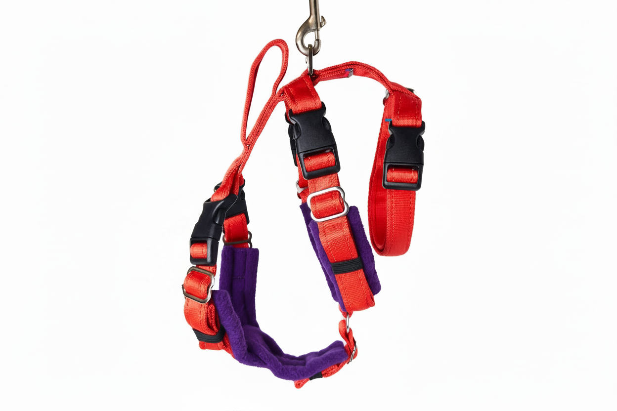 Red Escape Proof Adjustable Houdini Harness - Fleece Lined