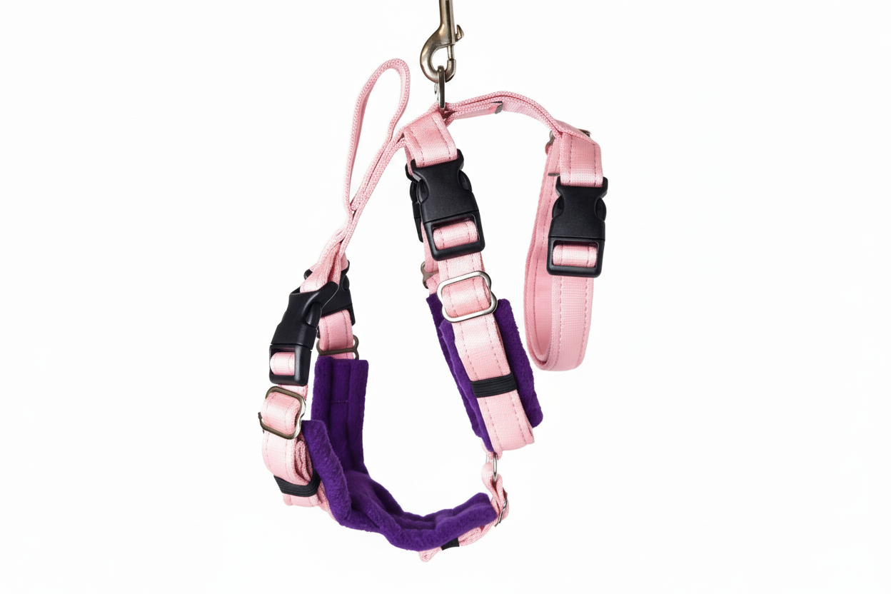 Baby Pink Escape Proof Adjustable Houdini Harness - Fleece Lined