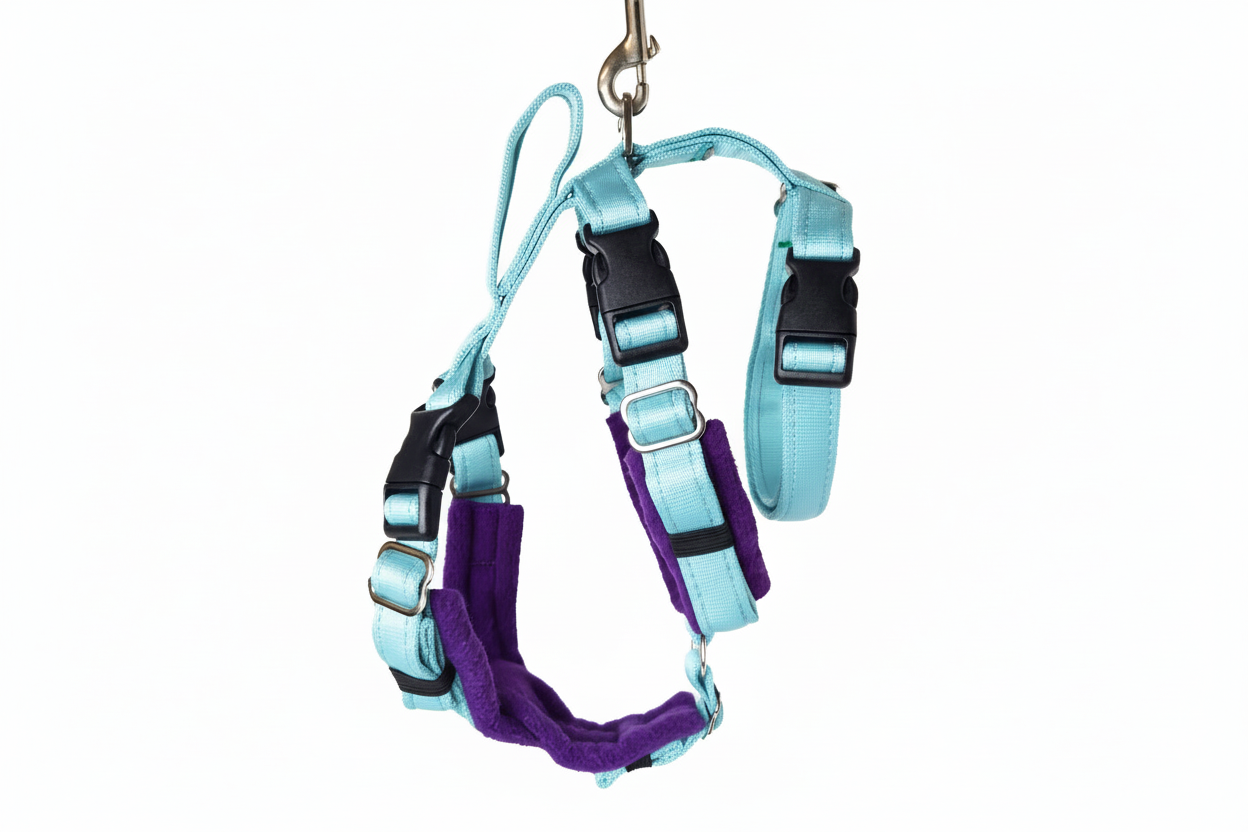 Sky Blue Escape Proof Adjustable Houdini Harness - Fleece Lined