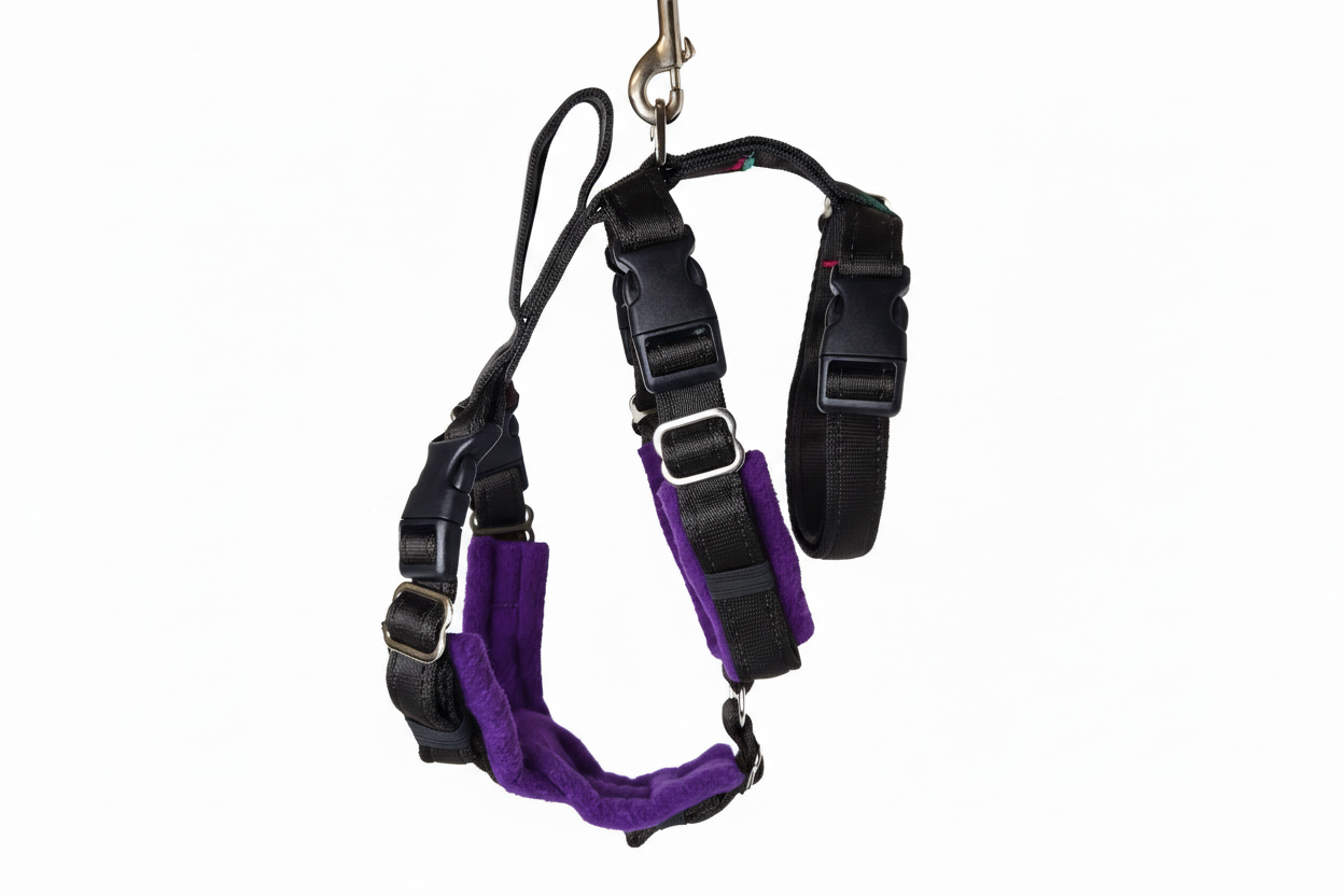 Black Escape Proof Adjustable Houdini Harness - Fleece Lined