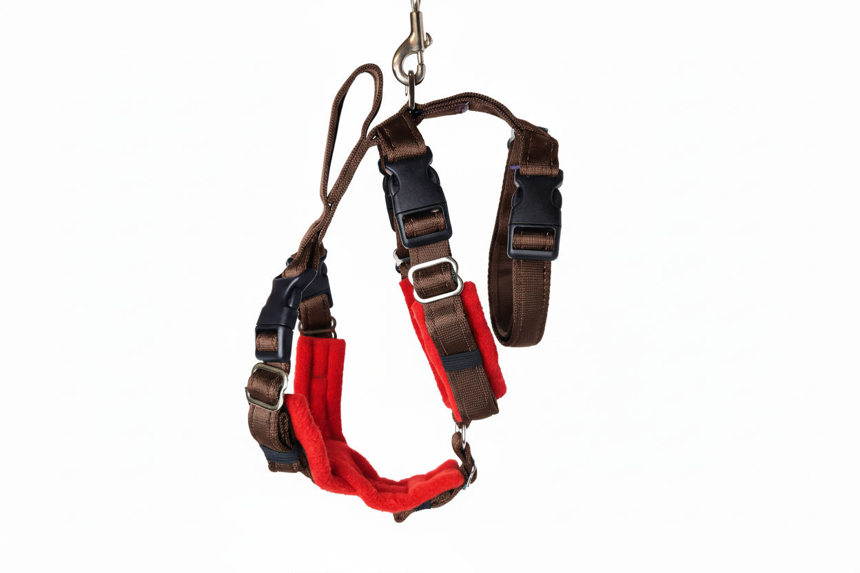 Brown Escape Proof Adjustable Houdini Harness - Fleece Lined