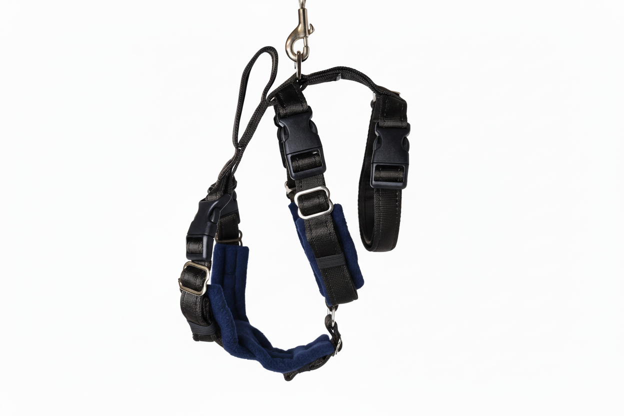 Black Escape Proof Adjustable Houdini Harness - Fleece Lined