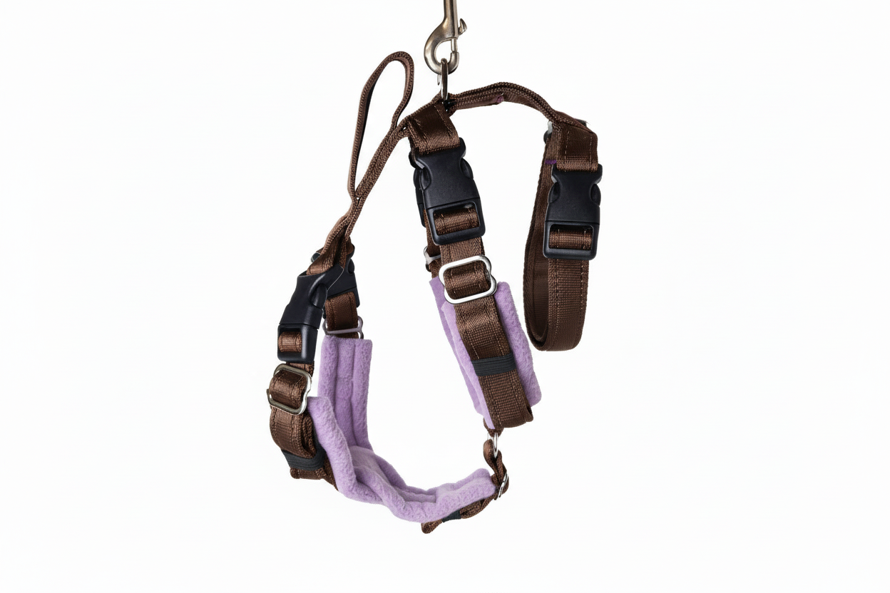 Brown Escape Proof Adjustable Houdini Harness - Fleece Lined