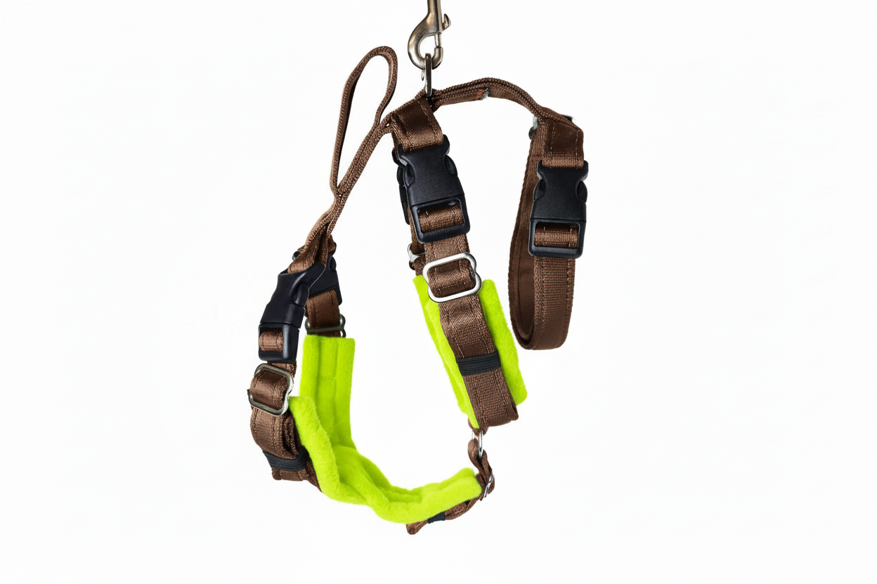 Brown Escape Proof Adjustable Houdini Harness - Fleece Lined