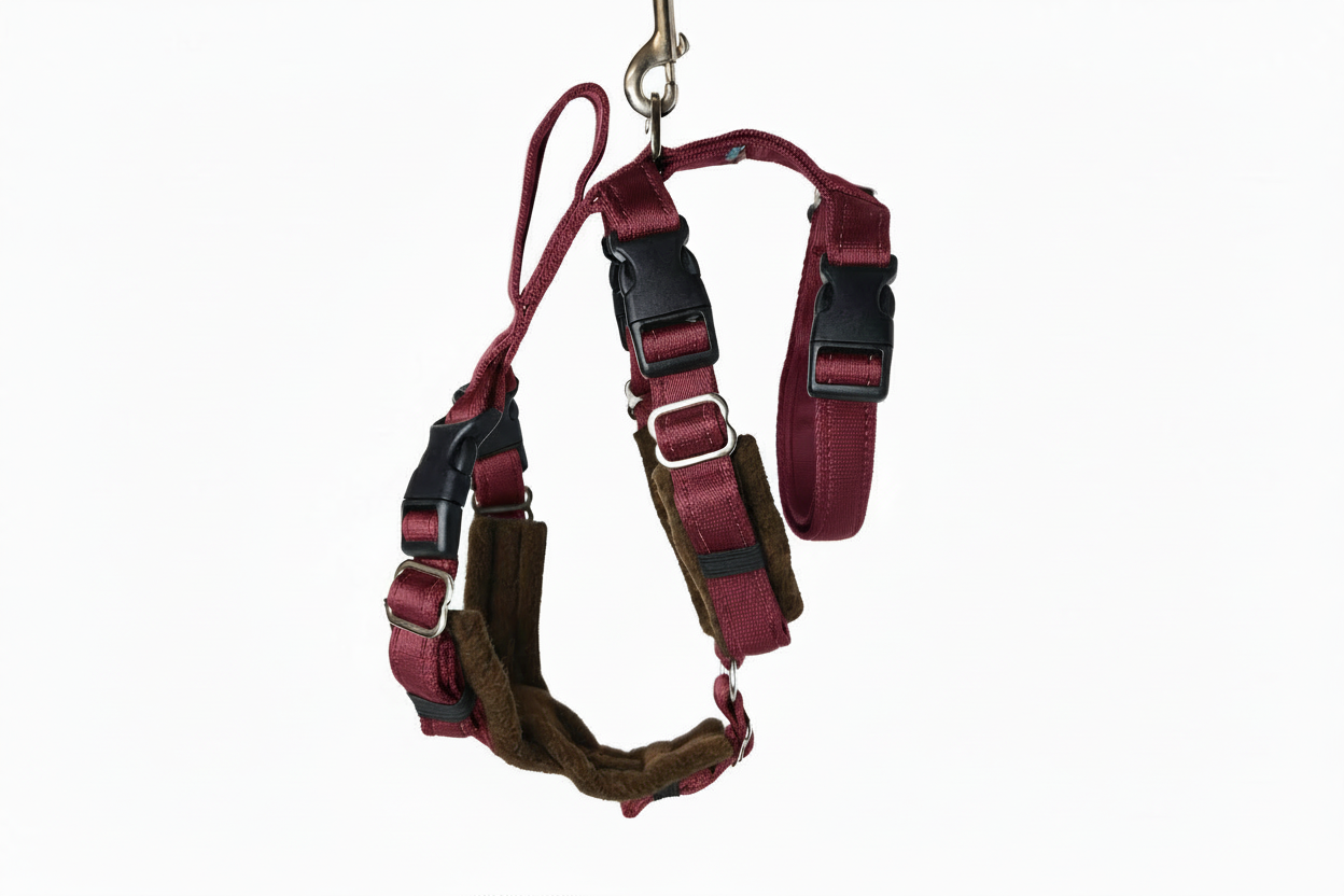 Burgundy Escape Proof Adjustable Houdini Harness - Fleece Lined