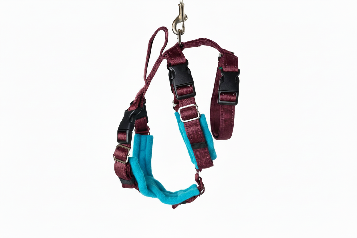 Burgundy Escape Proof Adjustable Houdini Harness - Fleece Lined