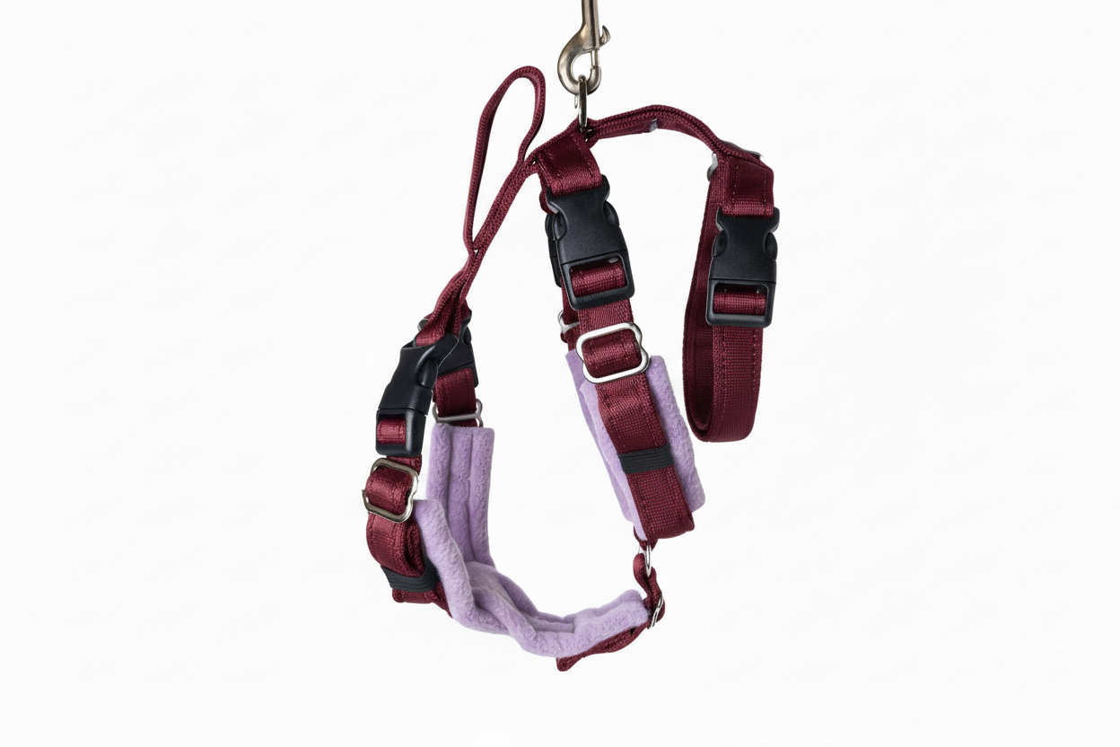 Burgundy Escape Proof Adjustable Houdini Harness - Fleece Lined