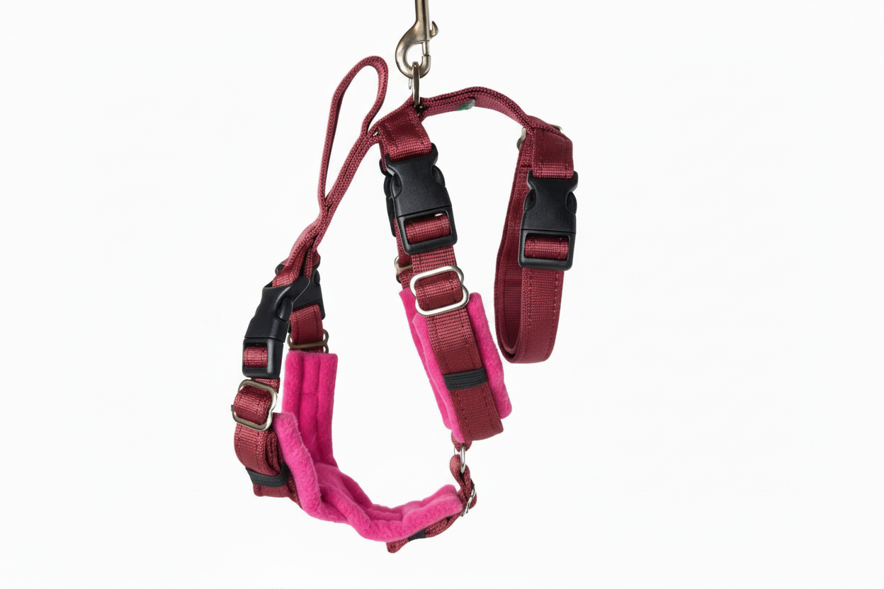 Burgundy Escape Proof Adjustable Houdini Harness - Fleece Lined