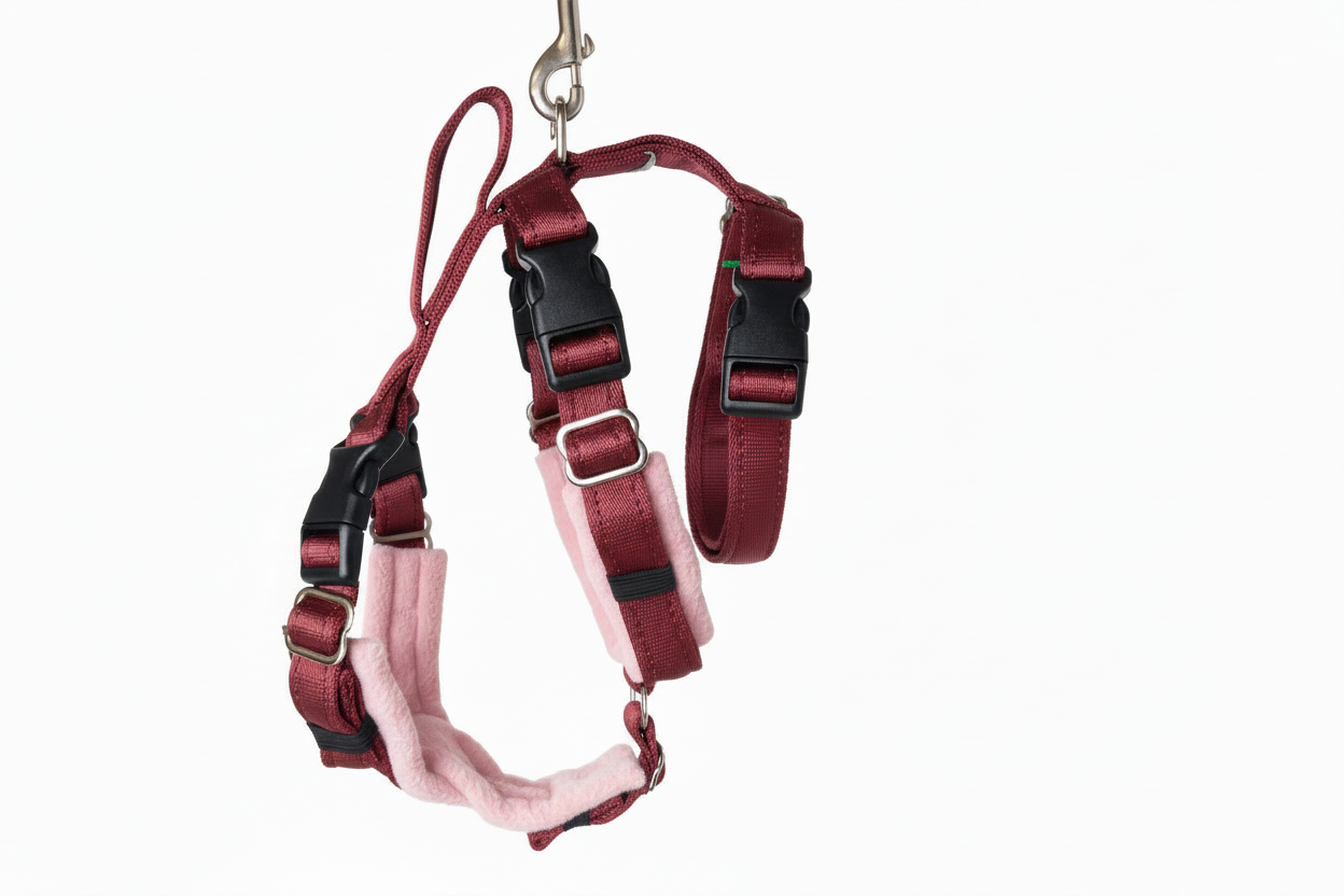 Burgundy Escape Proof Adjustable Houdini Harness - Fleece Lined