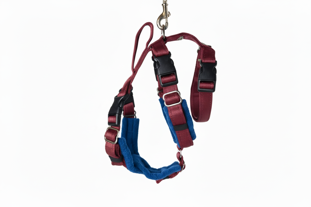 Burgundy Escape Proof Adjustable Houdini Harness - Fleece Lined