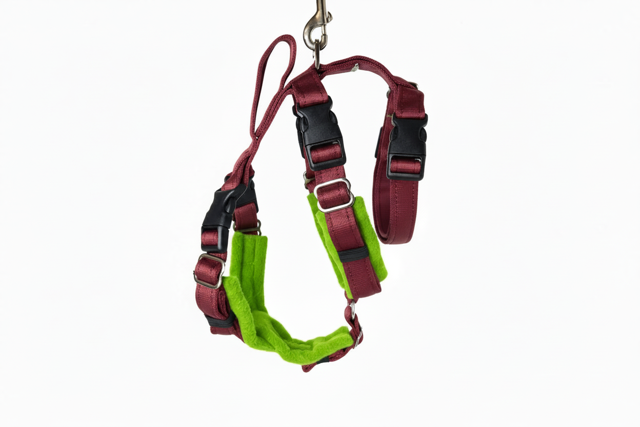 Burgundy Escape Proof Adjustable Houdini Harness - Fleece Lined