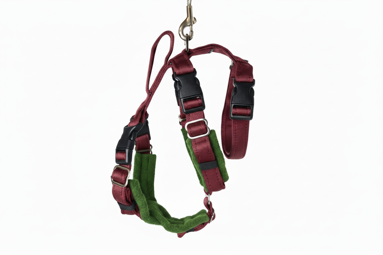 Burgundy Escape Proof Adjustable Houdini Harness - Fleece Lined