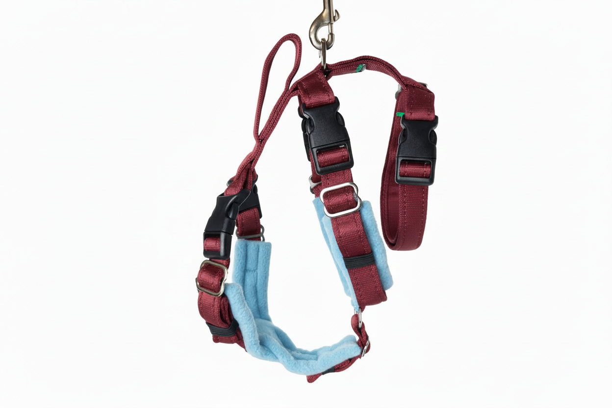 Burgundy Escape Proof Adjustable Houdini Harness - Fleece Lined