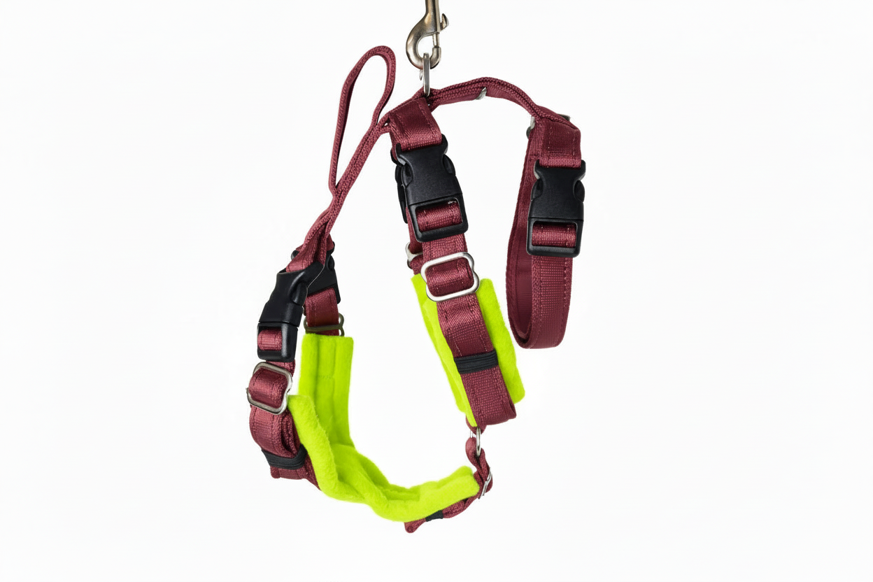 Burgundy Escape Proof Adjustable Houdini Harness - Fleece Lined