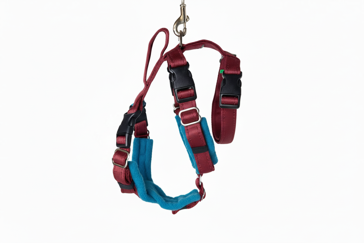 Burgundy Escape Proof Adjustable Houdini Harness - Fleece Lined