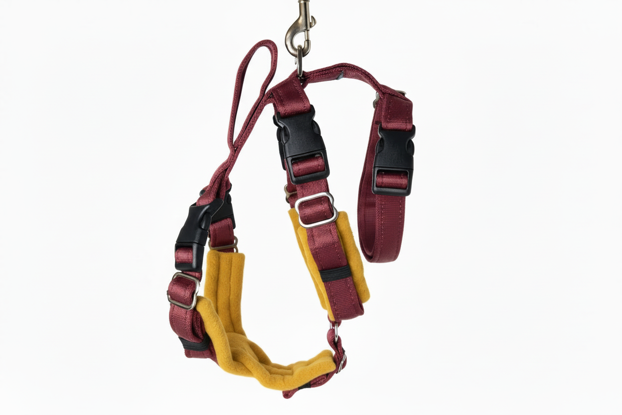 Burgundy Escape Proof Adjustable Houdini Harness - Fleece Lined