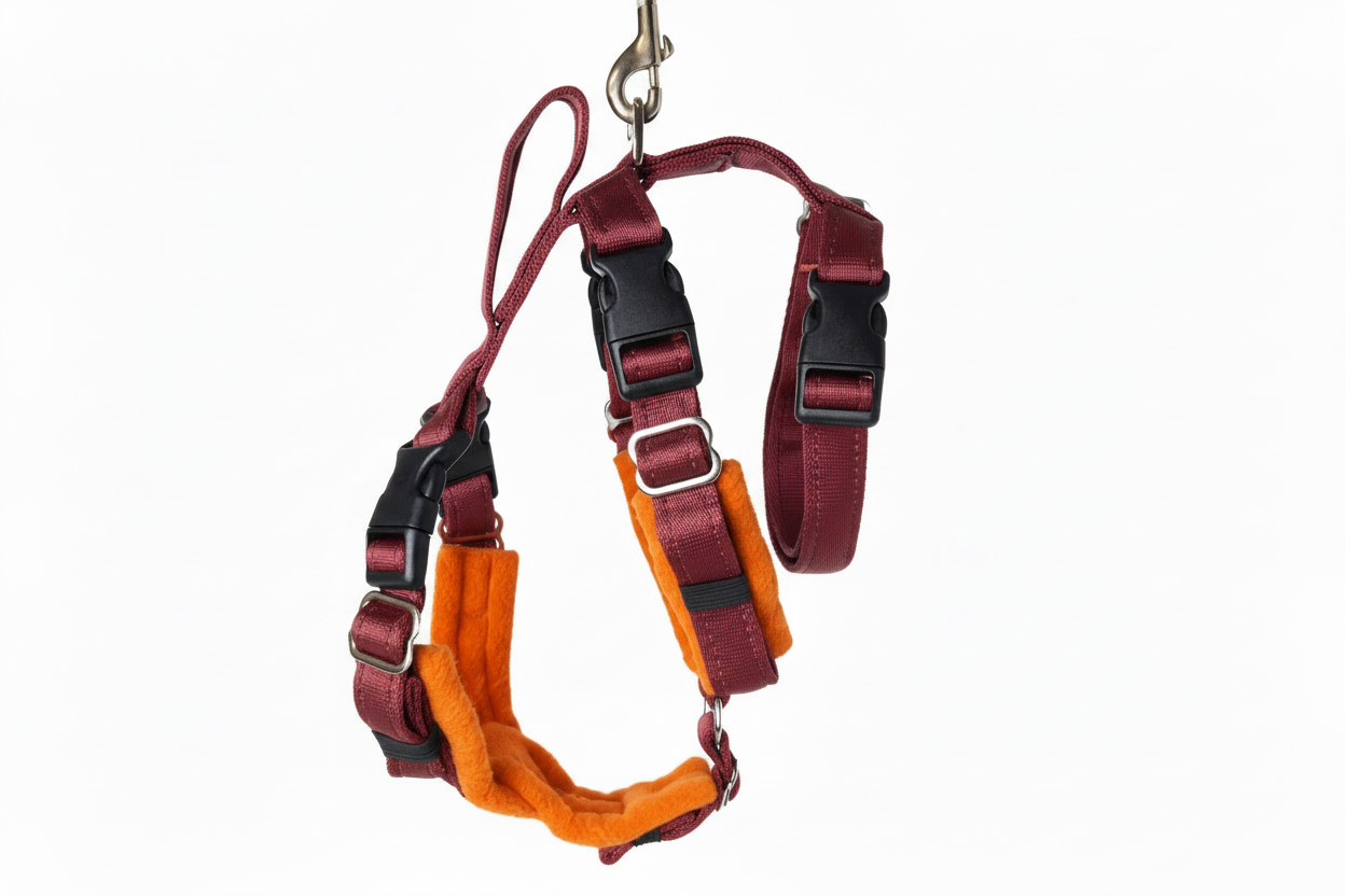 Burgundy Escape Proof Adjustable Houdini Harness - Fleece Lined