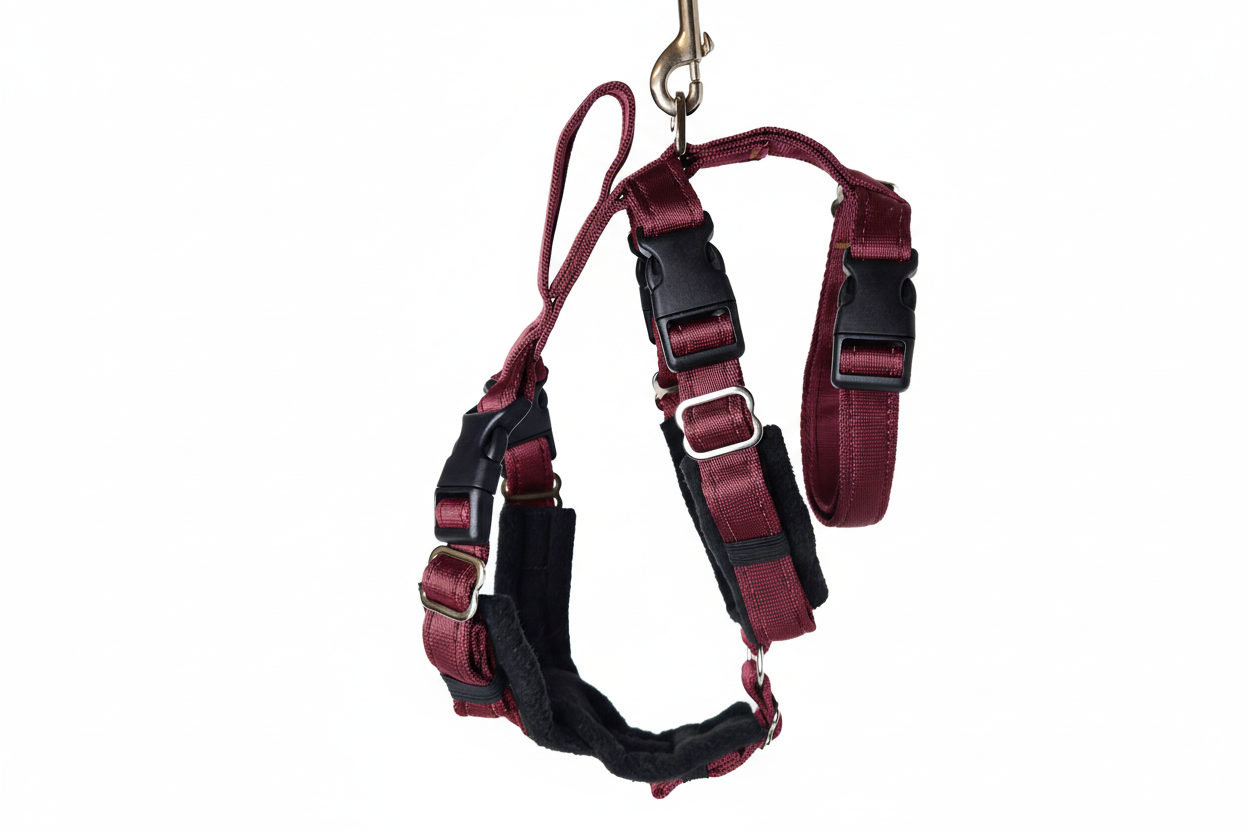 Burgundy Escape Proof Adjustable Houdini Harness - Fleece Lined