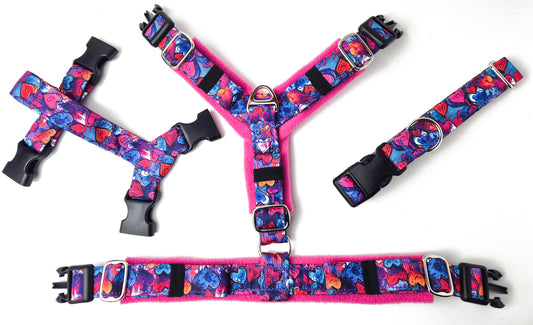 Graffiti Hearts Dog Harness