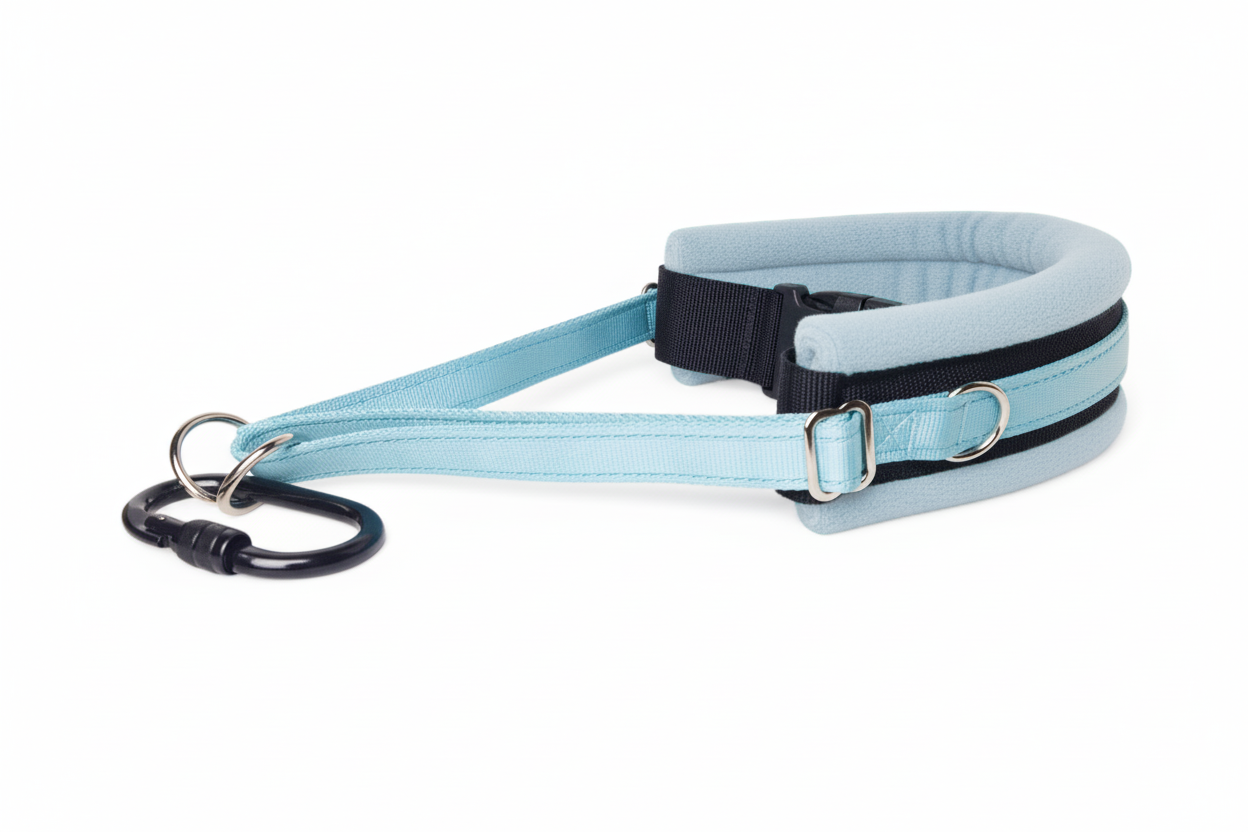 Hands Free Dog Walking Belt - Sky Blue Webbing