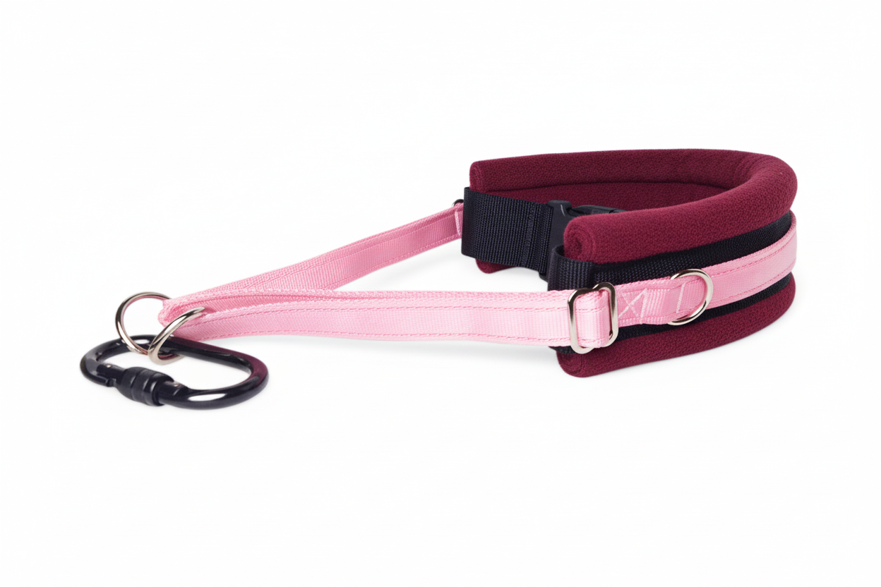 Baby pink and burgundy collar