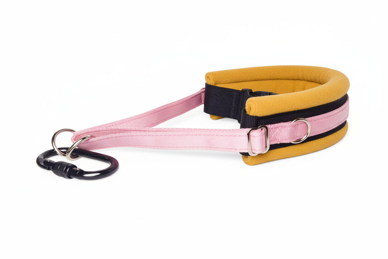 Baby pink and mustard collar