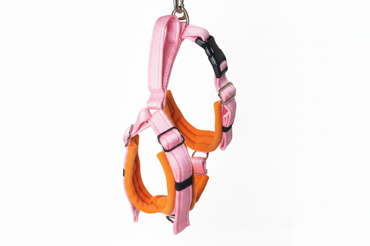 Baby pink and orange harness