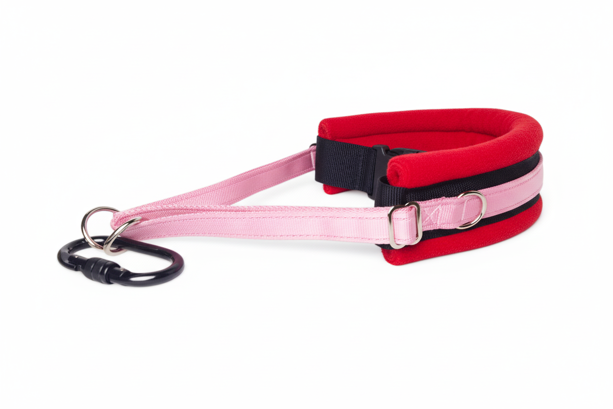 Baby pink and red collar
