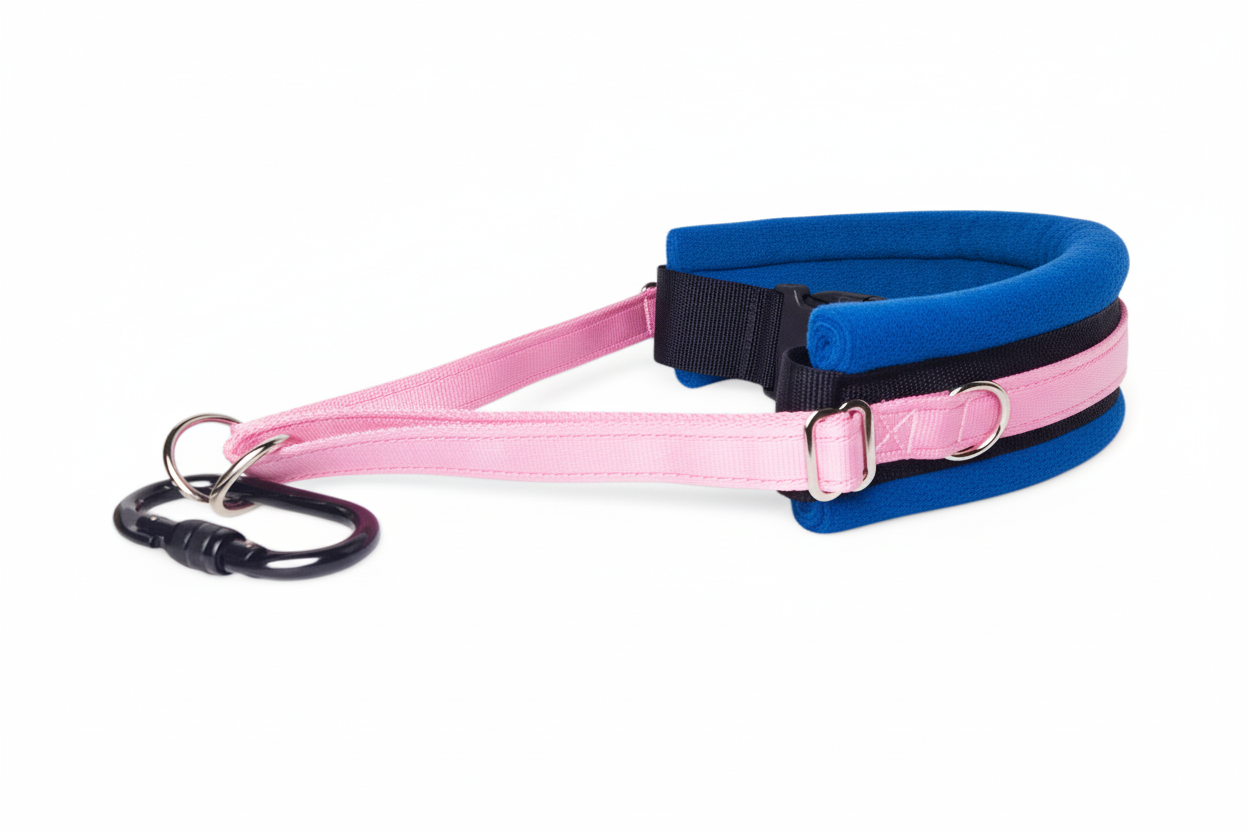 Baby pink and royal blue collar