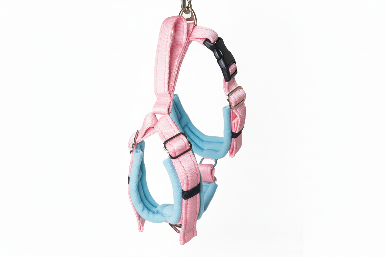 Baby pink and sky blue harness