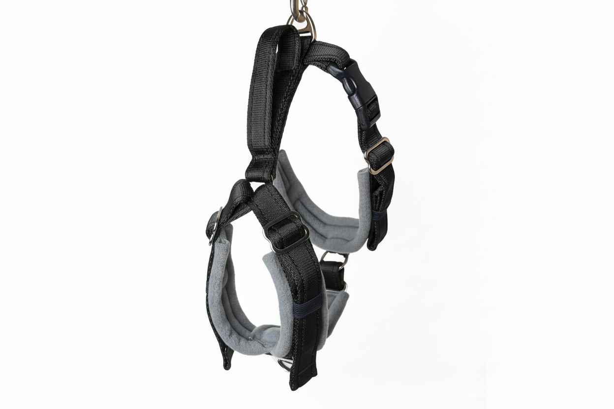 Black and grey harness