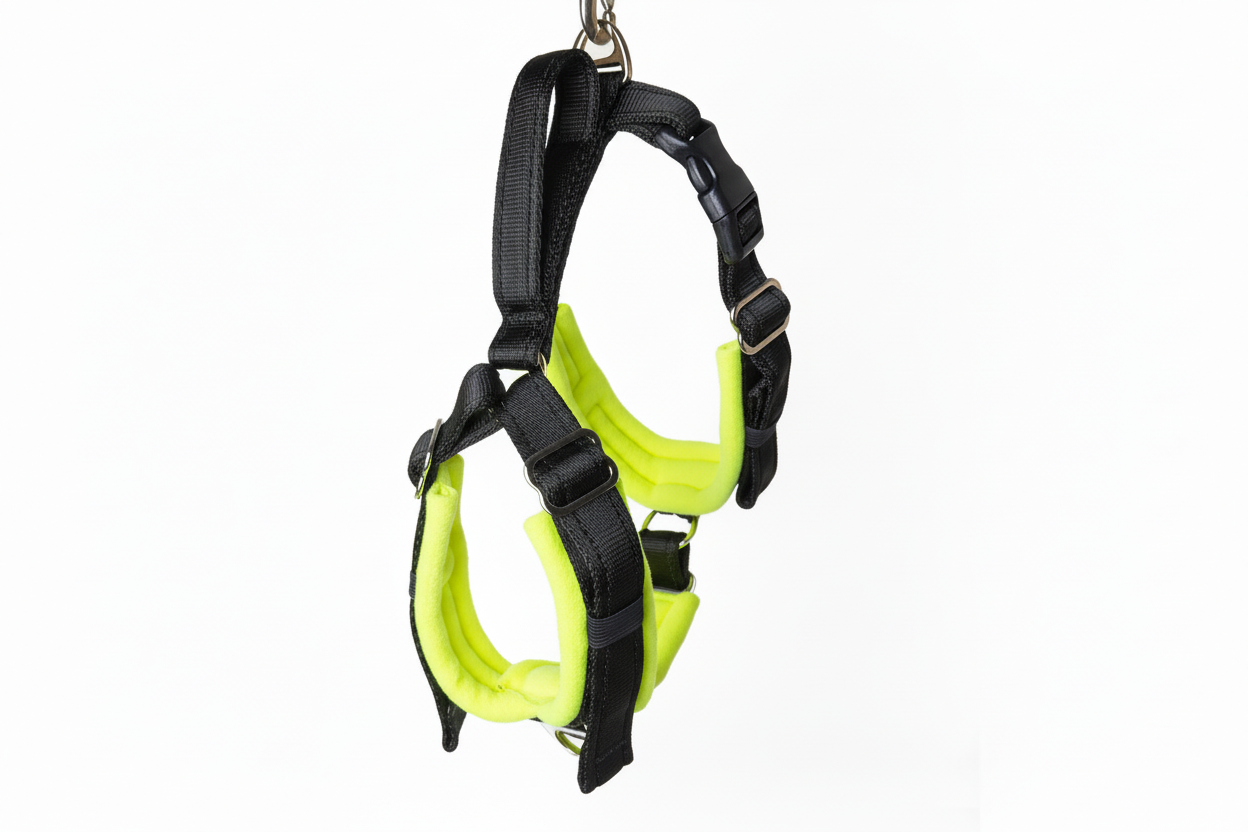 Black and high-vis yellow harness