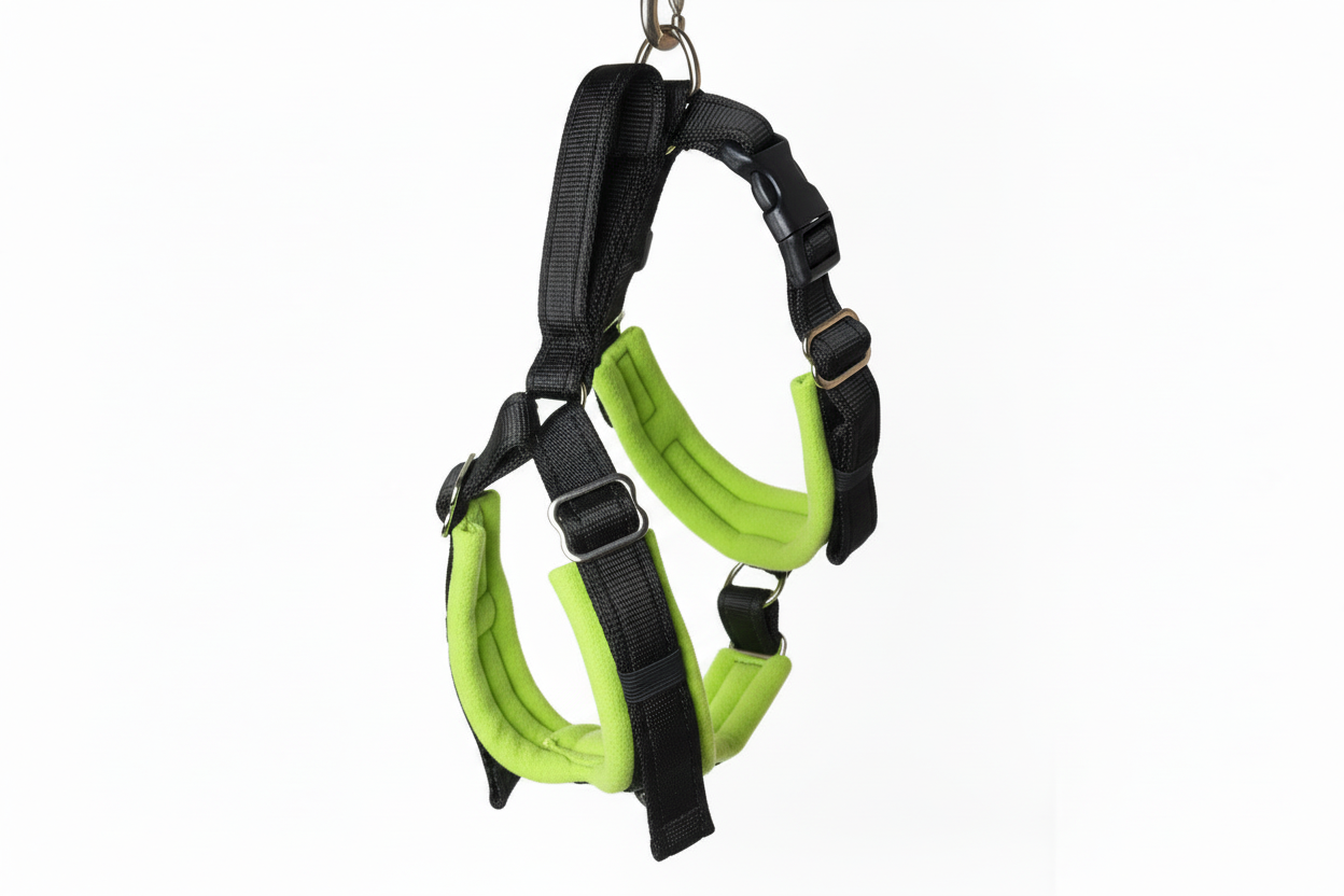 Black and lime green harness