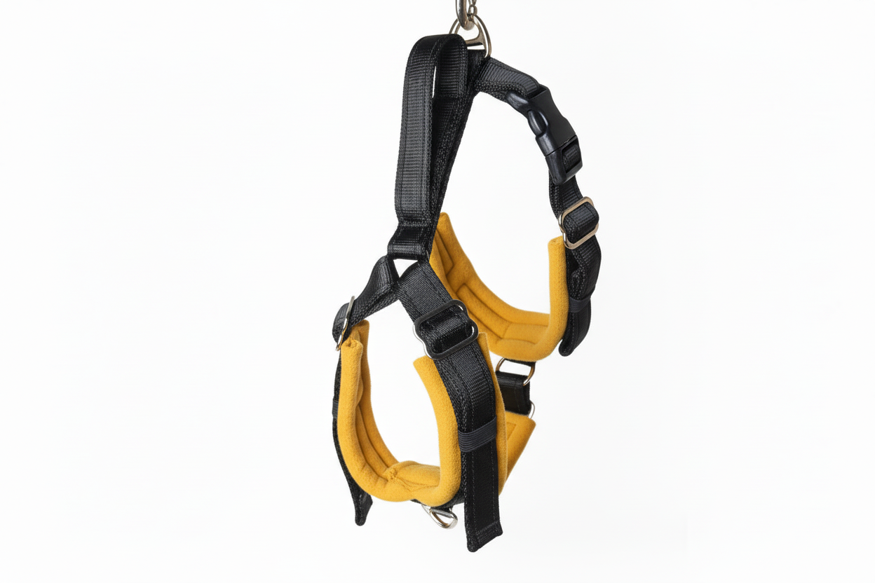 Black and mustard harness