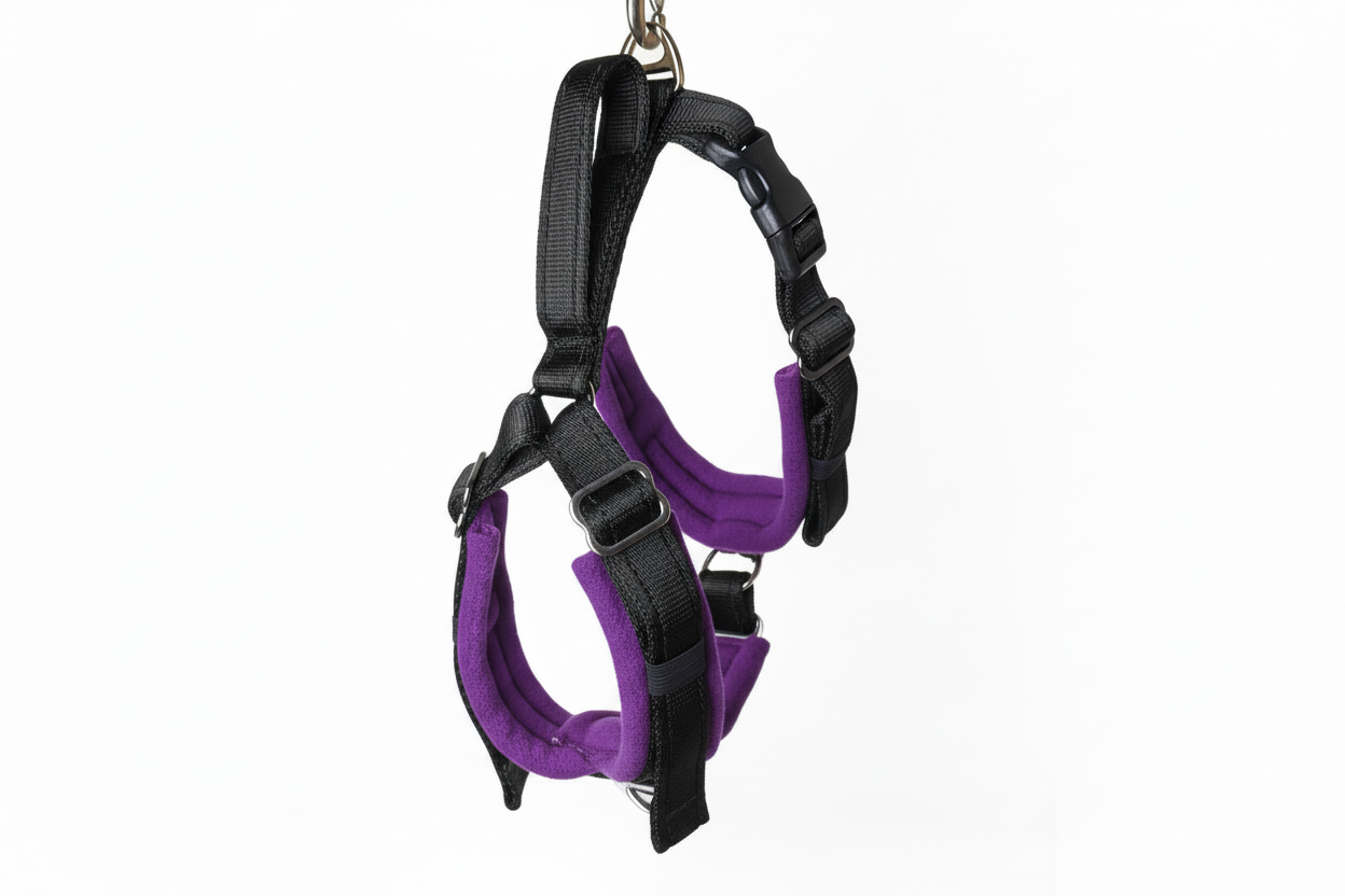 Black and purple harness