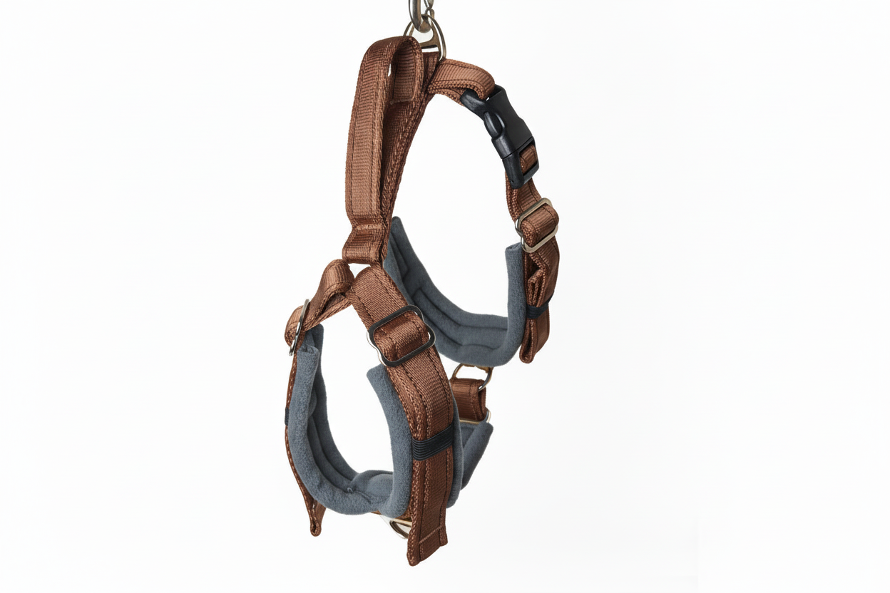 Brown and grey harness