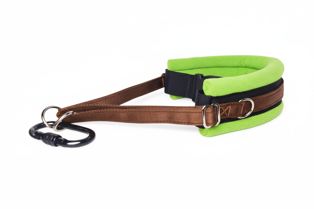 Brown and lime green collar