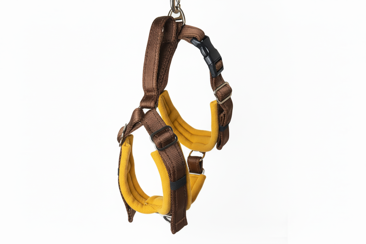 Brown and mustard harness