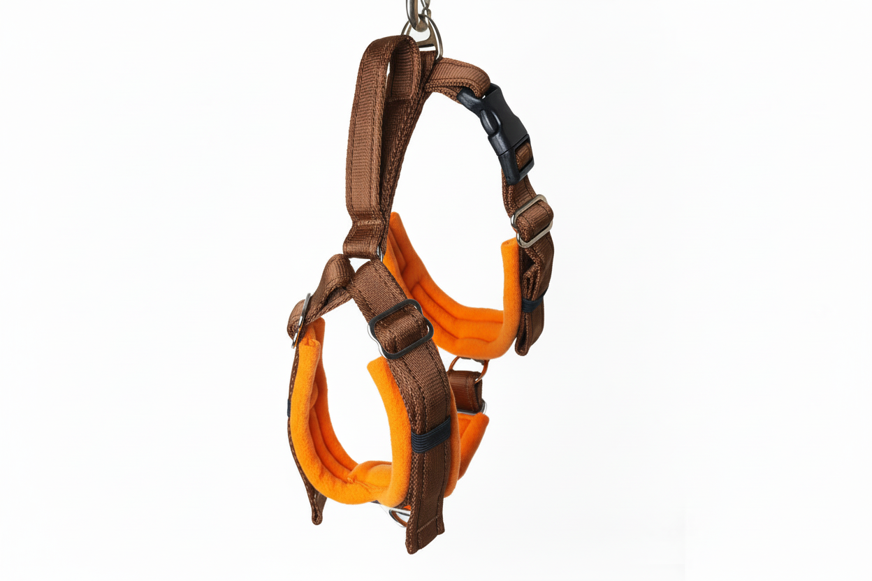 Brown and orange harness