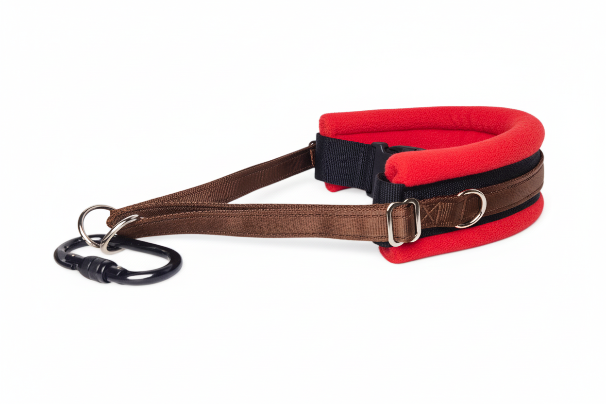 Brown and red collar