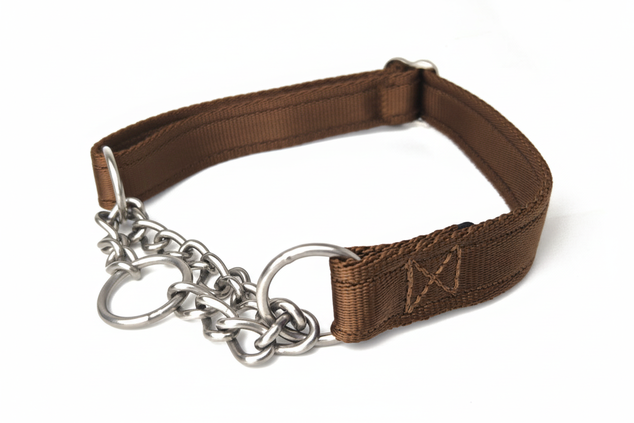 Brown half check collar