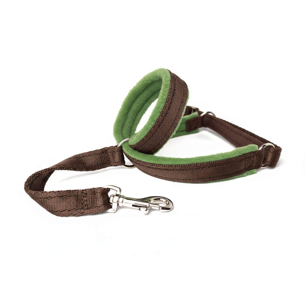 Brown webbing with fern green padding