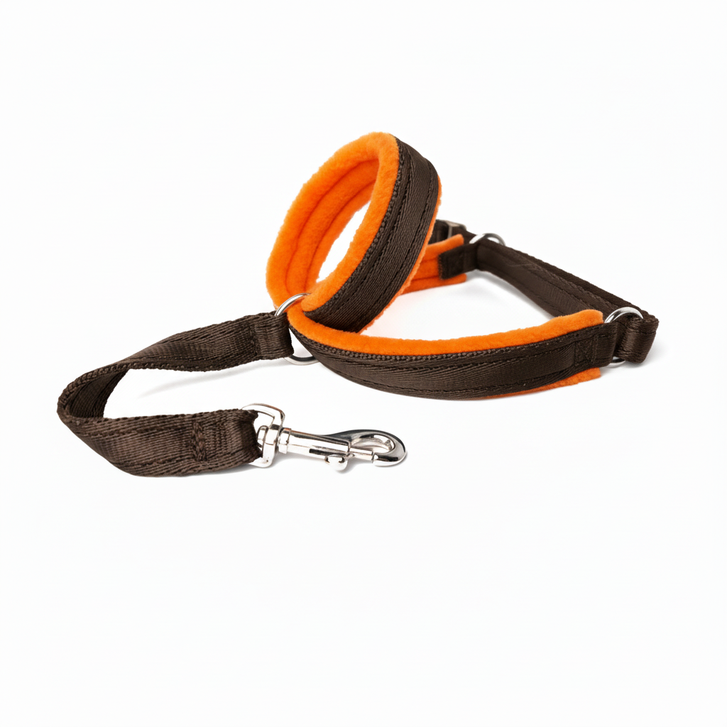 Brown webbing with orange padding